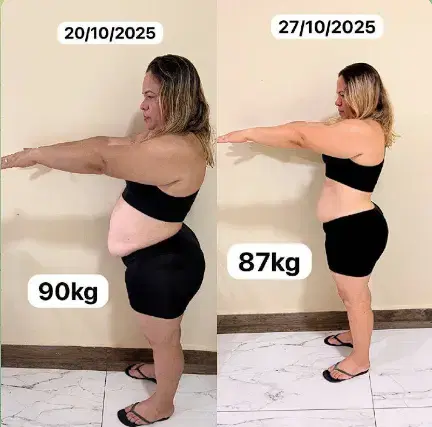 Antes e depois — 90kg para 87kg